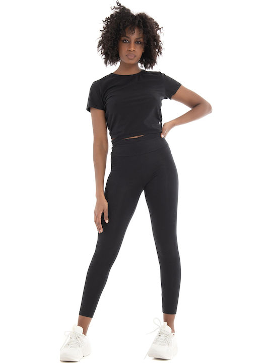 Women's Summer Crop Top Cotton Short Sleeve Black