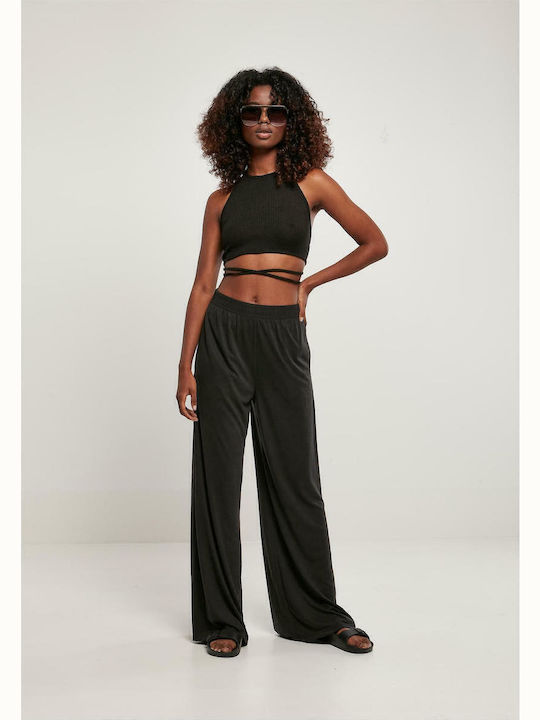 Γυναικείο Καλοκαιρινό Crop Top Αμάνικο Μαύρο