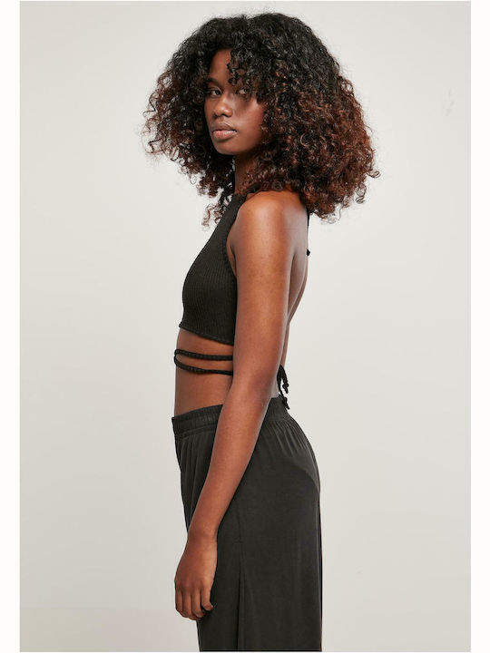 Γυναικείο Καλοκαιρινό Crop Top Αμάνικο Μαύρο