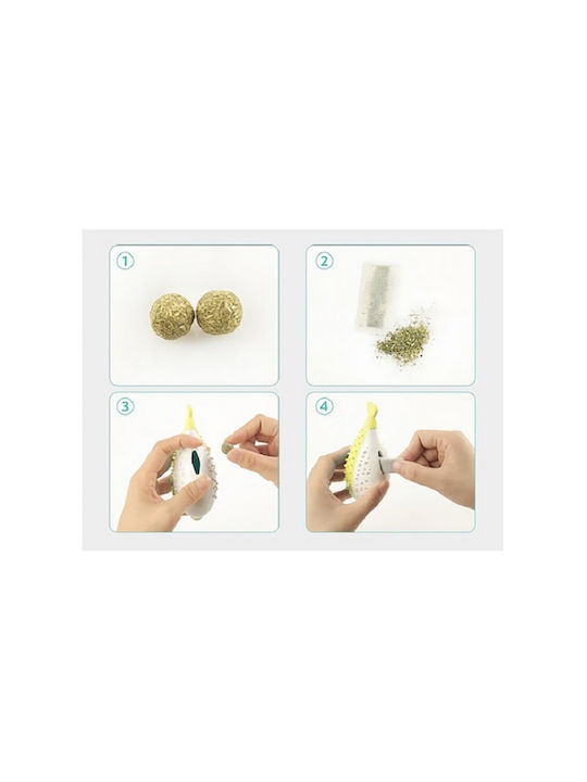 Pet Interest Pufferfish Cat Toy Interactive Dental Yellow 12x5x6cm