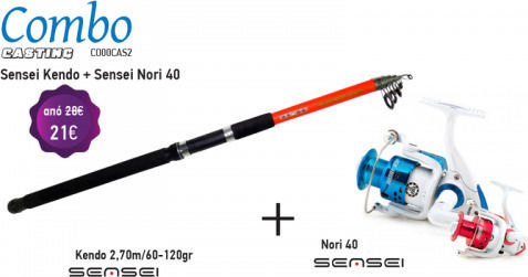 Sensei Kendo Fishing Rod for Casting with Reel 2.40m 60-120gr