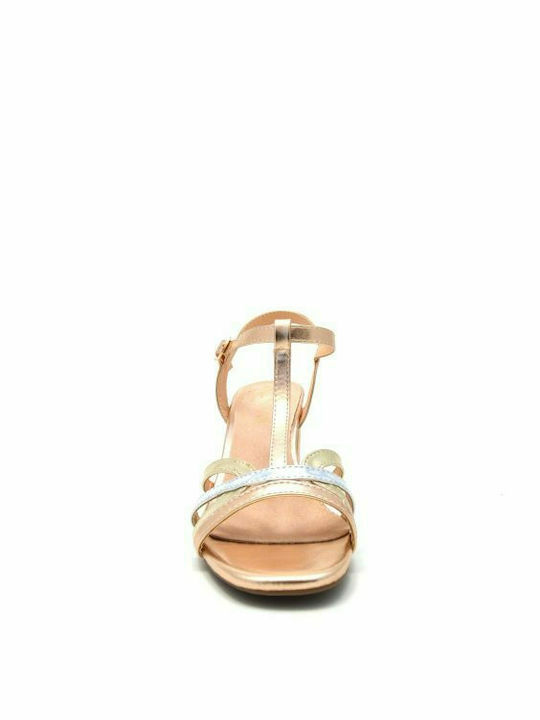 Envie Shoes Damen Sandalen mit Chunky hohem Absatz in Gold Farbe