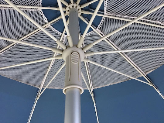 Maui & Sons Folding Aluminum Beach Umbrella Diameter 2.2m with UV Protection and Air Vent Mykonos Blue