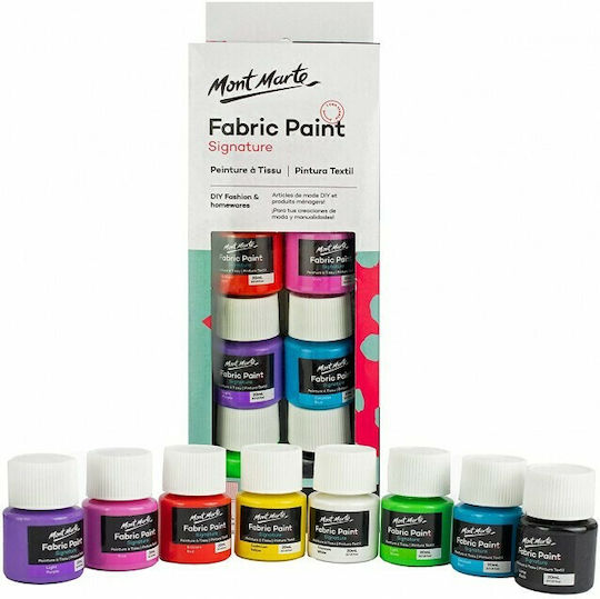 Mont Marte Fabric Paint Liquid Craft Paints Set Wash-resistant for Fabric 20ml 8pcs
