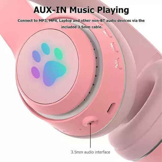 L550 Ασύρματα Bluetooth Παιδικά On Ear Ακουστικά με 9 ώρες Λειτουργίας Ροζ