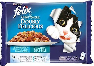 Purina Felix Nasses Katzenfutter für Katze in Beutel mit Lachs 4x85gr