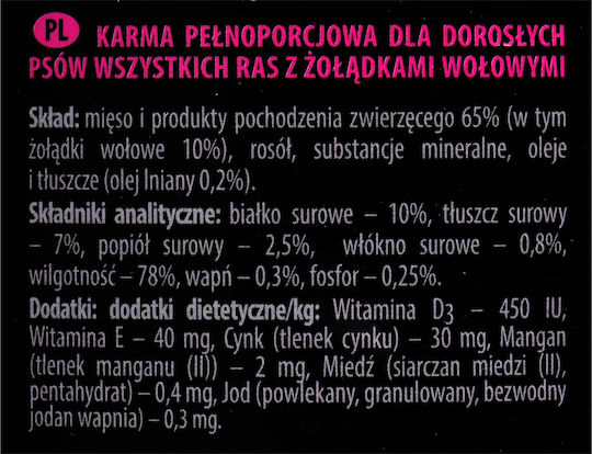 Dolina Noteci Piper Wet Food Dogs in Cans Diet with Beef Grain-Free 800gr