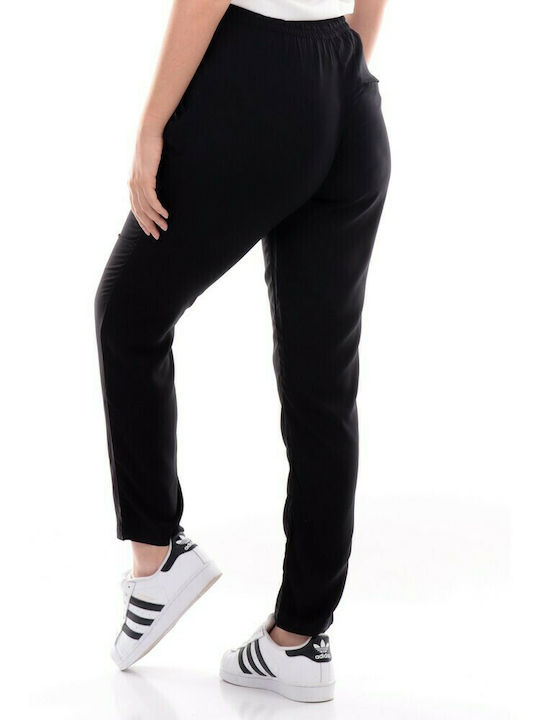 Only Women's High-waisted Fabric Trousers with Elastic in Regular Fit Black
