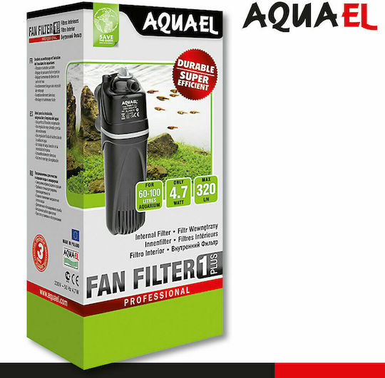 Aquael Fan 1 Plus Εσωτερικό Φίλτρο για Ενυδρεία Χωρητικότητας έως 100lt, με Απόδοση 320lt/h και Ισχύ 4.7W