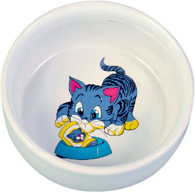 Trixie Kitty Ceramic Cat Bowl White Food & Water 2 Seats of 300ml 11cm 4009