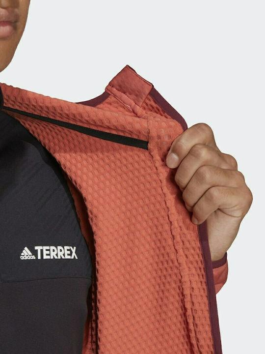 Terrex Tech Lite Hiking Men's Fleece Hooded Cardigan with Zipper Pink