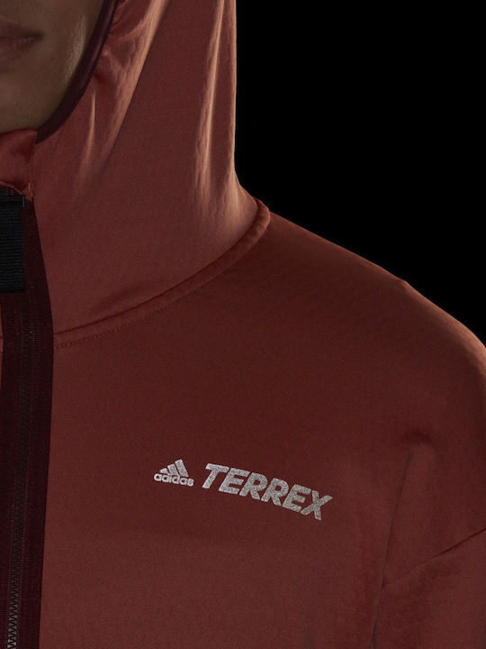 Terrex Tech Lite Hiking Men's Fleece Hooded Cardigan with Zipper Pink