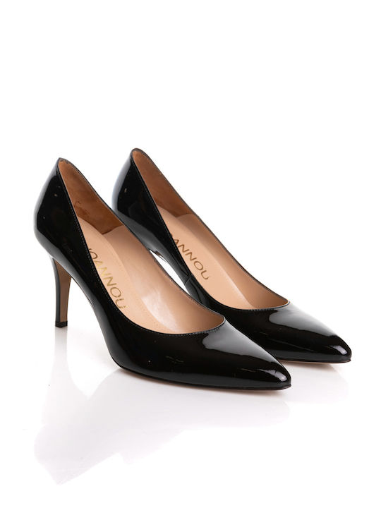 Fratelli Petridi Patent Leather Pointed Toe Black Medium Heels Black