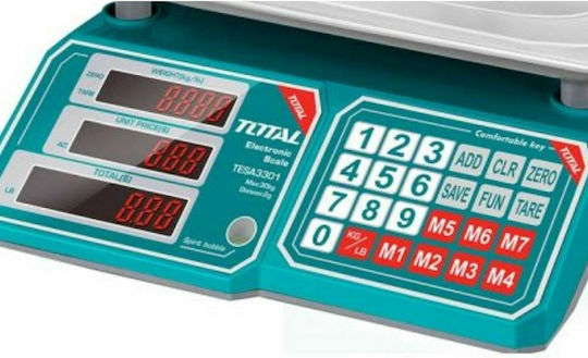 Total Electronic Retail Scale with Weighing Capacity of 30kg and Division 5gr