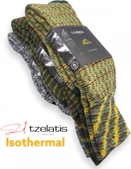 Tzelatis Lang Isothermisch Jagdsocken Wolle Socken Tropisches Camo in Grün Farbe