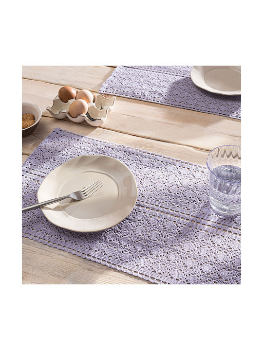 Gofis Home Chrochet Platzdeckchen Stoff Violet 50x32cm 1Stück