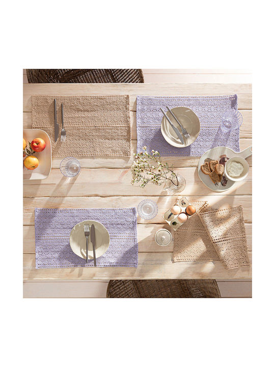 Gofis Home Chrochet Placemat Fabric Violet 50x32cm 019/19 1pcs