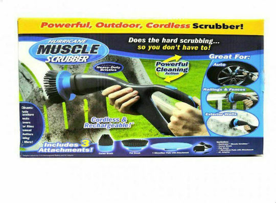 Muscle Scrubber Plastic Rotating Cleaning Brush with Handle Gray