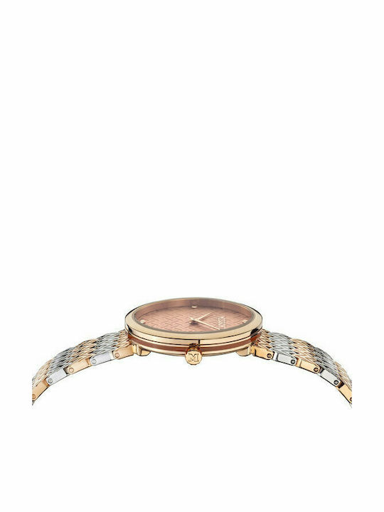Missoni Γυναικείο Ρολόι 34mm Μπαταρίας με Ροζ Χρυσό Δερμάτινο Λουράκι