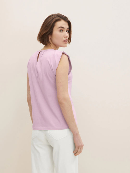 Tom Tailor Damen Sommer Bluse Baumwolle Ärmellos Lilac