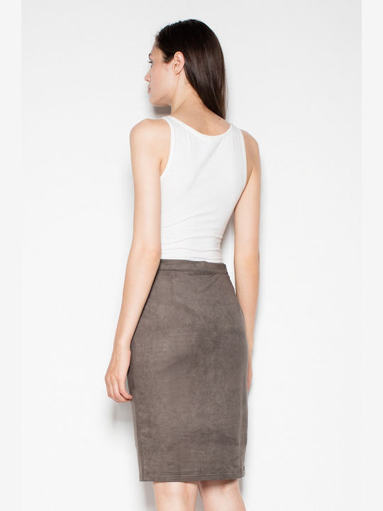 Venaton Pencil Mini Skirt in Khaki color