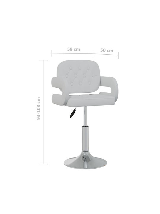 Stool Bar with Back & Adjustable Height White 2pcs 58x50x73-88cm