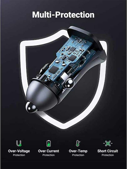 Ugreen CD130 30W Car Charger 30W 3A Fast Charging with Ports: 2xUSB Gray Color