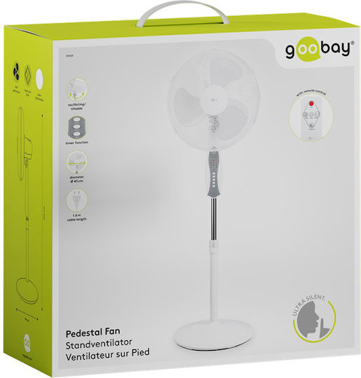 Goobay Ventilator Sockel 45W Lüfterdurchmesser 40cm mit Fernbedienung Weiß