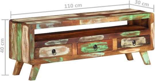 TV Stand Made of Solid Wood Multicolour L110xD30xH40cm