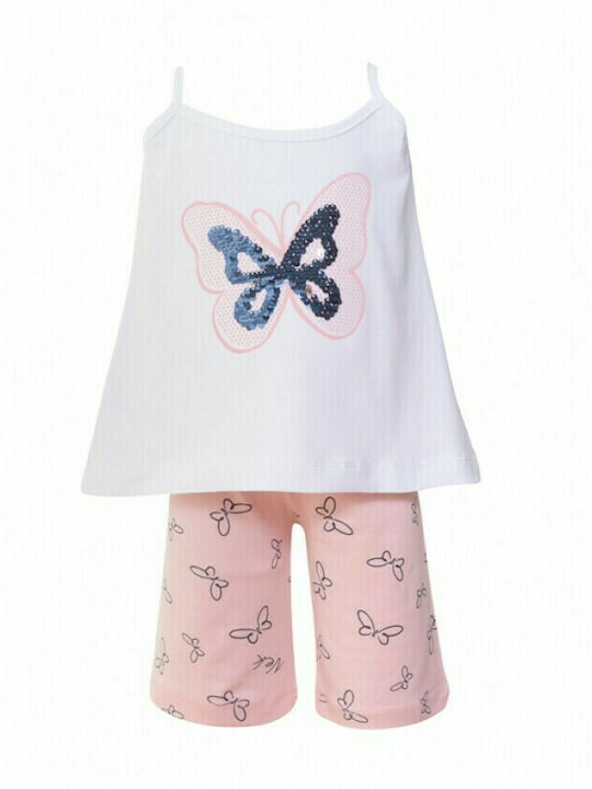 Nek Kids Wear Kids Set with Leggings Summer 2pcs White