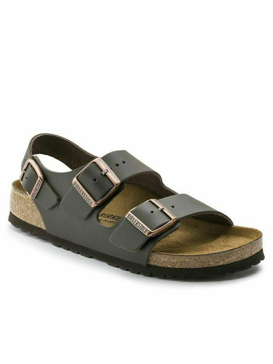 Birkenstock Milano Damen Flache Sandalen in Braun Farbe Schmal Passform