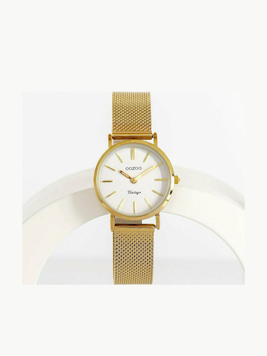 Oozoo Vintage Γυναικείο Ρολόι 28mm Μπαταρίας με Χρυσό Μεταλλικό Μπρασελέ