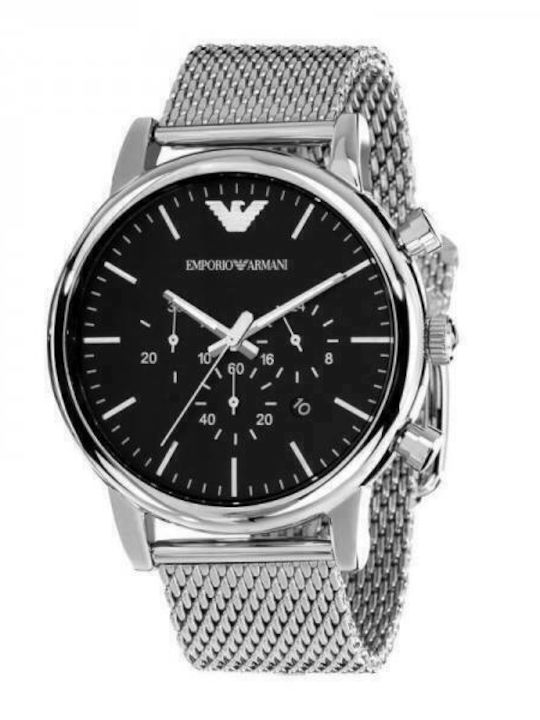 Emporio Armani Classic Ανδρικό Ρολόι 41mm Χρονογράφος Μπαταρίας με Ασημί Ατσάλινο Μπρασελέ