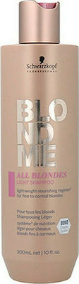 Schwarzkopf Blondme All Blondes Light Shampoos Farberhalt für Gefärbt Haare 1x300ml