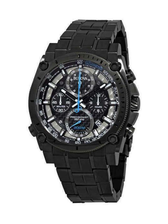 Bulova Precisionist Ρολόι Χρονογράφος Μπαταρίας με Μεταλλικό Μπρασελέ σε Μαύρο χρώμα