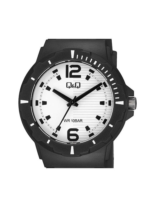 Q&Q Watch Battery with Black Rubber Strap