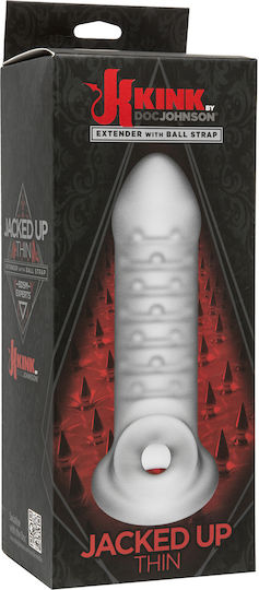Doc Johnson Kink Jacked Up Thin Extender with Ball Strap Sheer Penis Extension Transparent 15.24cm