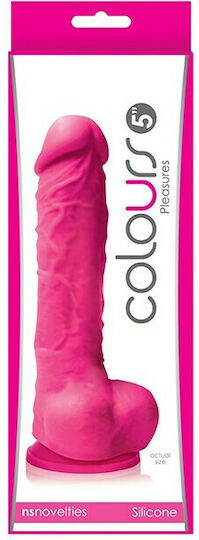Ns Novelties Colours Pleasures Dildo Реалистично дилдо с Топки и Вендуза Фуксия 13см
