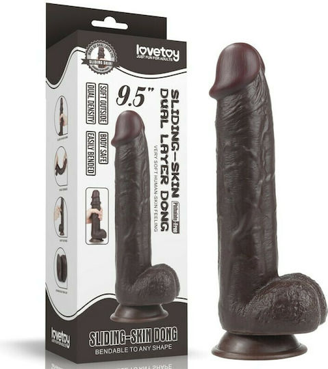 Lovetoy Glass Dildo with Balls and Suction Cup Black 24cm