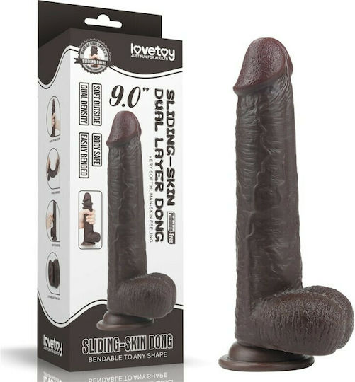 Lovetoy Ρεαλιστικό Dildo με Όρχεις και Βεντούζα Καφέ 23cm