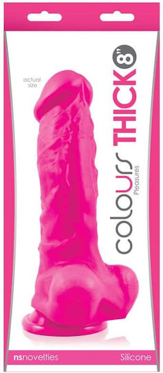 Ns Novelties Colours Pleasures Thick Dildo realist cu Testicule și Ventuză Roz 20cm