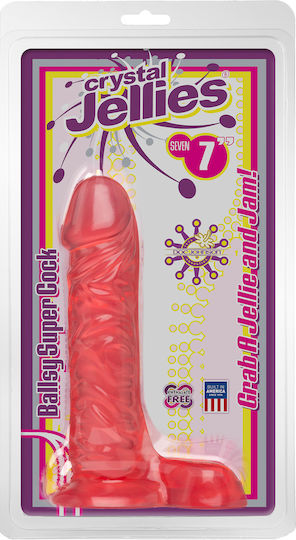 Crystal Jellies Ballsy Super Cock Ρεαλιστικό Dildo με Όρχεις Ροζ 18cm