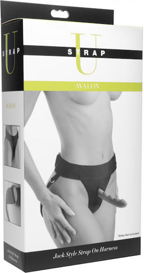 Strap U Avalon Jock Style Strap On Harness Арсенал с Единично Дилдо в Черен цвят