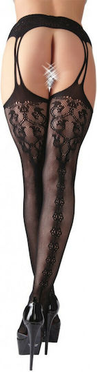Cottelli Collection Elektrisches Gitarren Zartierer Mit Spitze Seamless Suspender Belt With Stockings Schwarz
