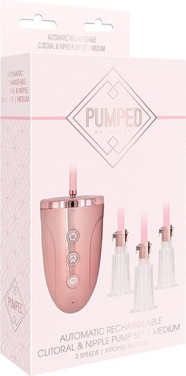 Shots Pumped Automatic Rechargeable Clitoral & Nipple Pump Set Аспиратор Вагина Medium Розов 1бр
