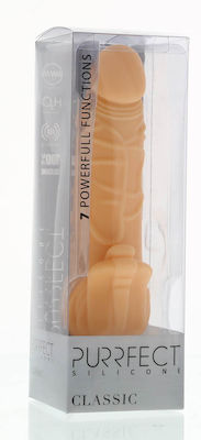 Seven Creations Purrfect Silicone Classic with Clit Stim 7 Powerful Functions Realistic Vibrator 18cm Flesh