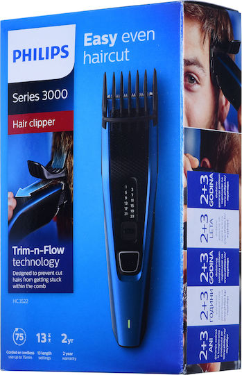 Philips Series 3000 Wiederaufladbar Haarschneidemaschine Black/Blue HC3522/15