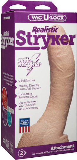 Doc Johnson Realistic Stryker Vac-U-Lock Dildo realist cu Scrotum Vanilie 24cm