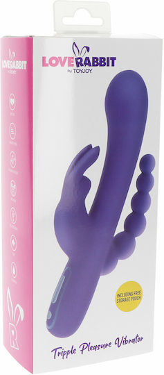 ToyJoy Triple Pleasure Vibrator Δονητής Rabbit 22cm Μωβ