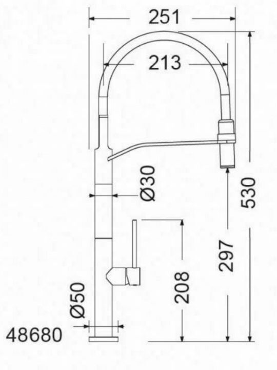 La Torre Tozo Kitchen Faucet Counter Flexible Silver
